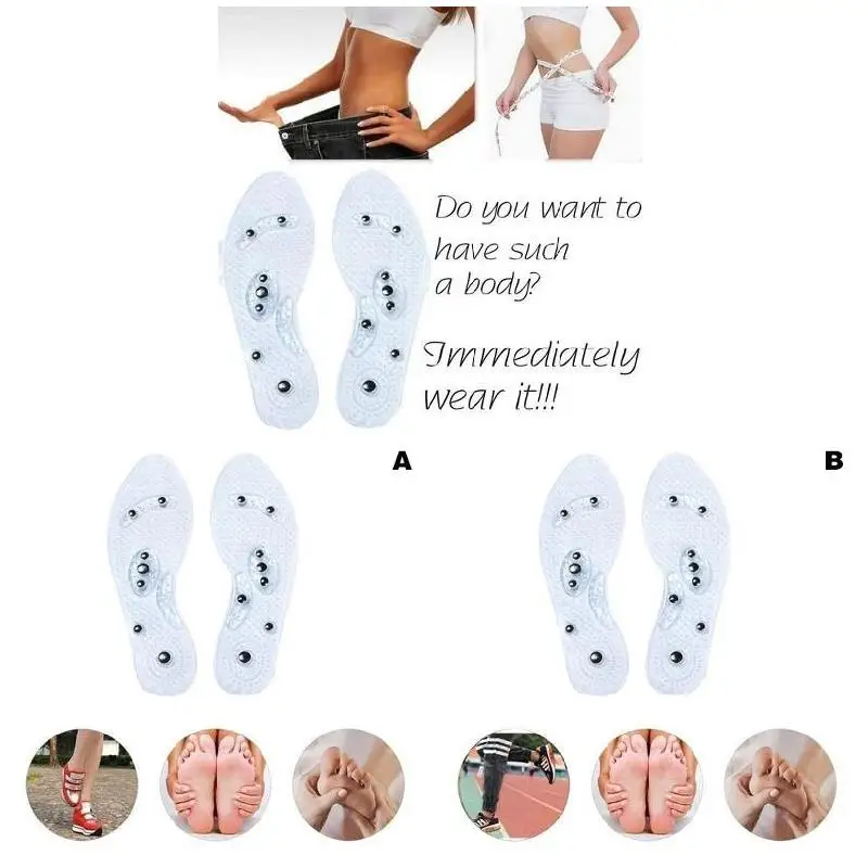 Newly 1 Pair Women Men Silicone Insole Magnetic Therapy Anti Fatigue Health Care Massage Insoles XSD88