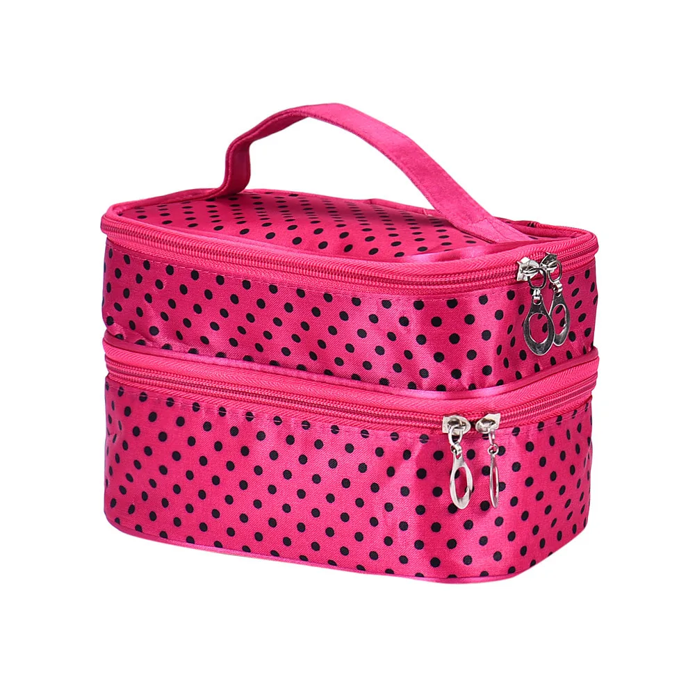 Ladies Men Women Make up Makeup Organizer Bag Cosmetic Bag Toiletry Portable Cosmetic Organizer Makeup Case Pouch Zip Bag - Color: Hot Pink