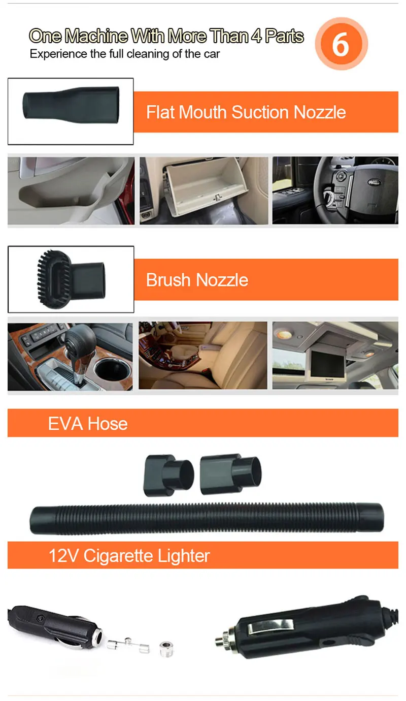 Car Vacuum Cleaner 12V 120W Portable Handheld Universal Dual Use 5m Cable LED Light Multi Dust Collector Strong Auto Accessories (14)