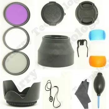 

62MM UV+CPL+FLD filter Set + Lens Hood + Cap + Cleaning Kit for Canon Nikon