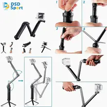 SAQN for GoPro Accessories with 3 Way monopod grip mount chest harness for go pro hero 4 5 3 2 sjcam sj4000 action camera 08A