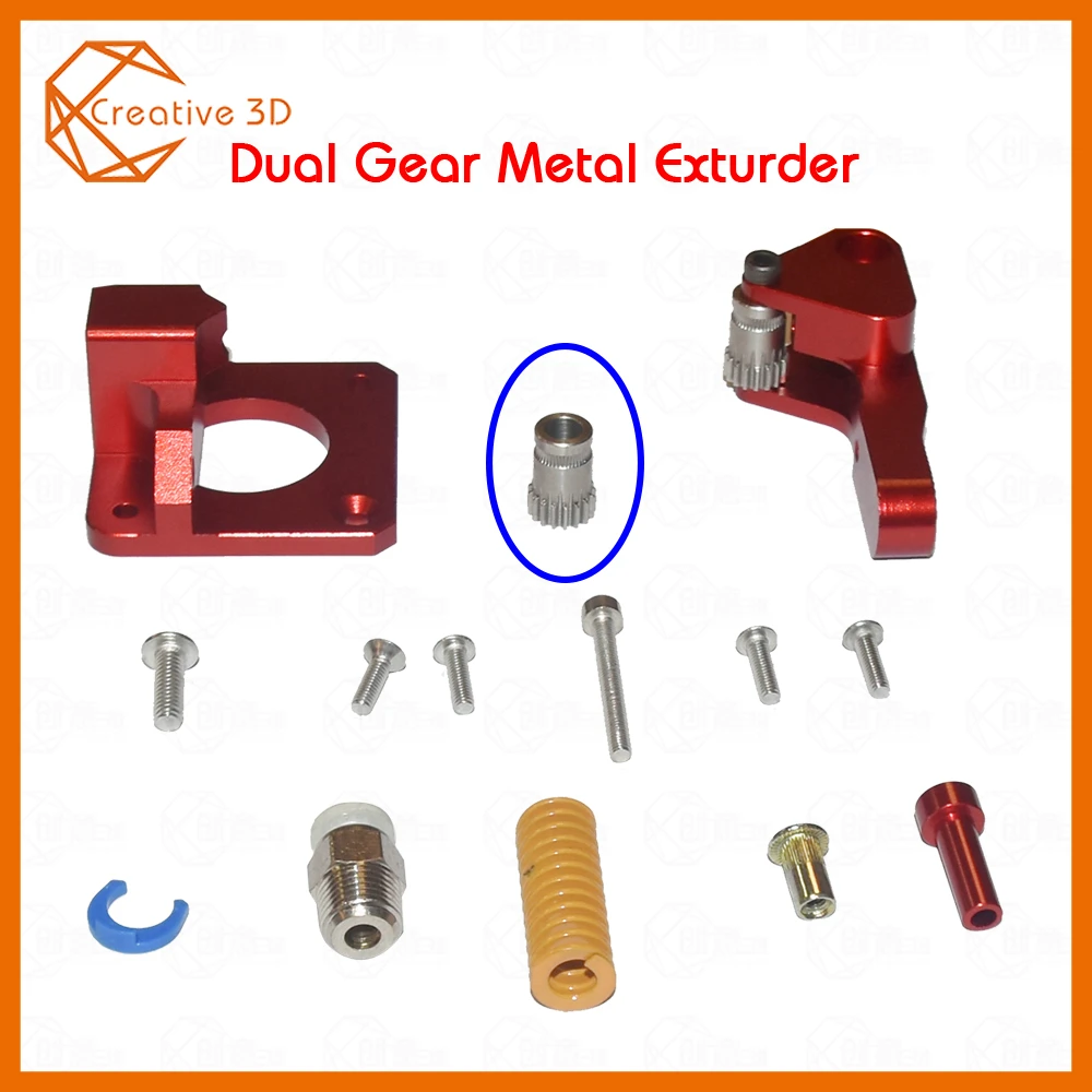 

Creative3D CR10 pro Extruder Dual Gear Metal Exturder MK8 Bowden Extruder 3d printer Aluminum Alloy Block Filament 1.75MM parts