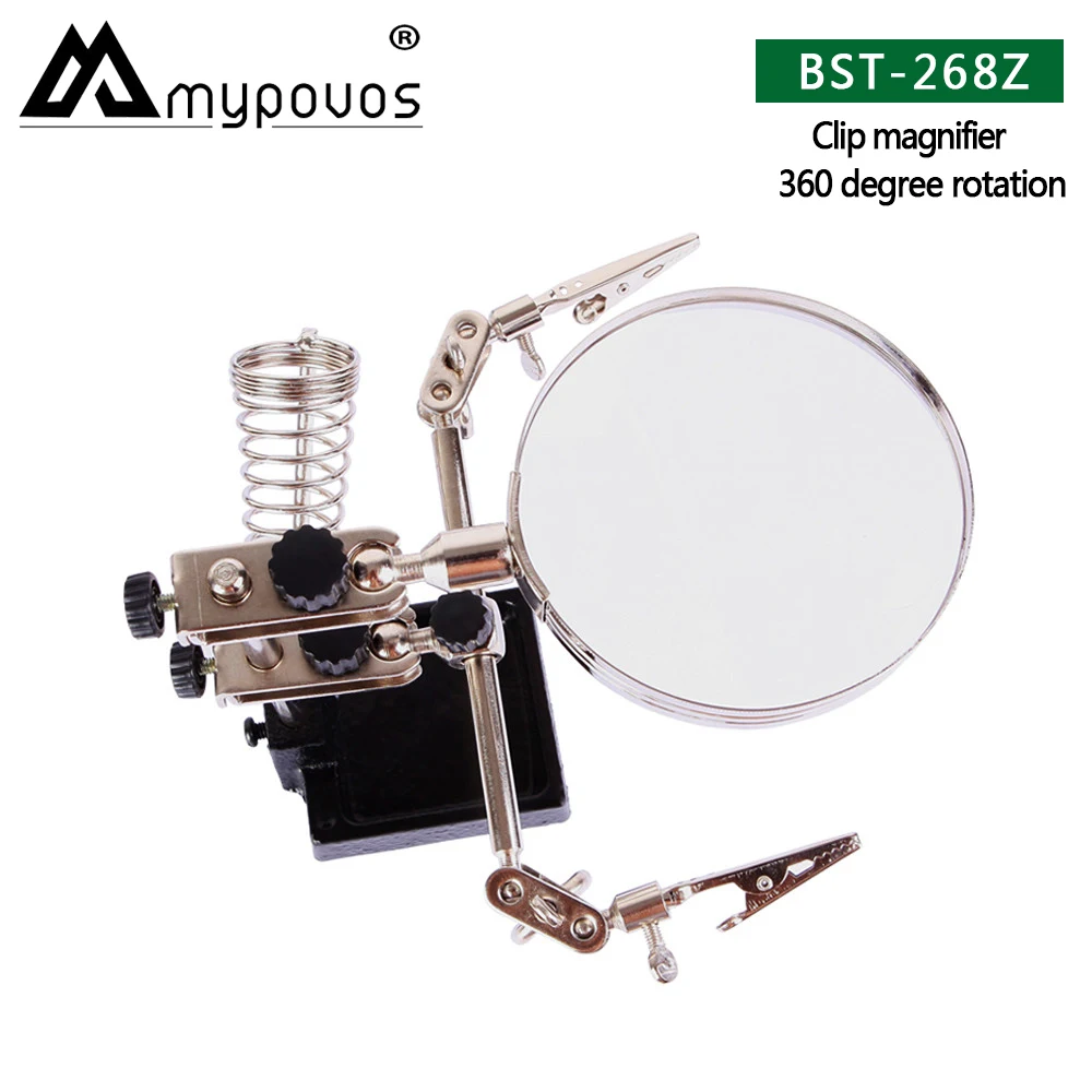 

Easy-carrying Helping Third Hand Tool Soldering Stand with 5X Magnifying Glass 2 Alligator Clips 360 Degree Rotating Adjustable