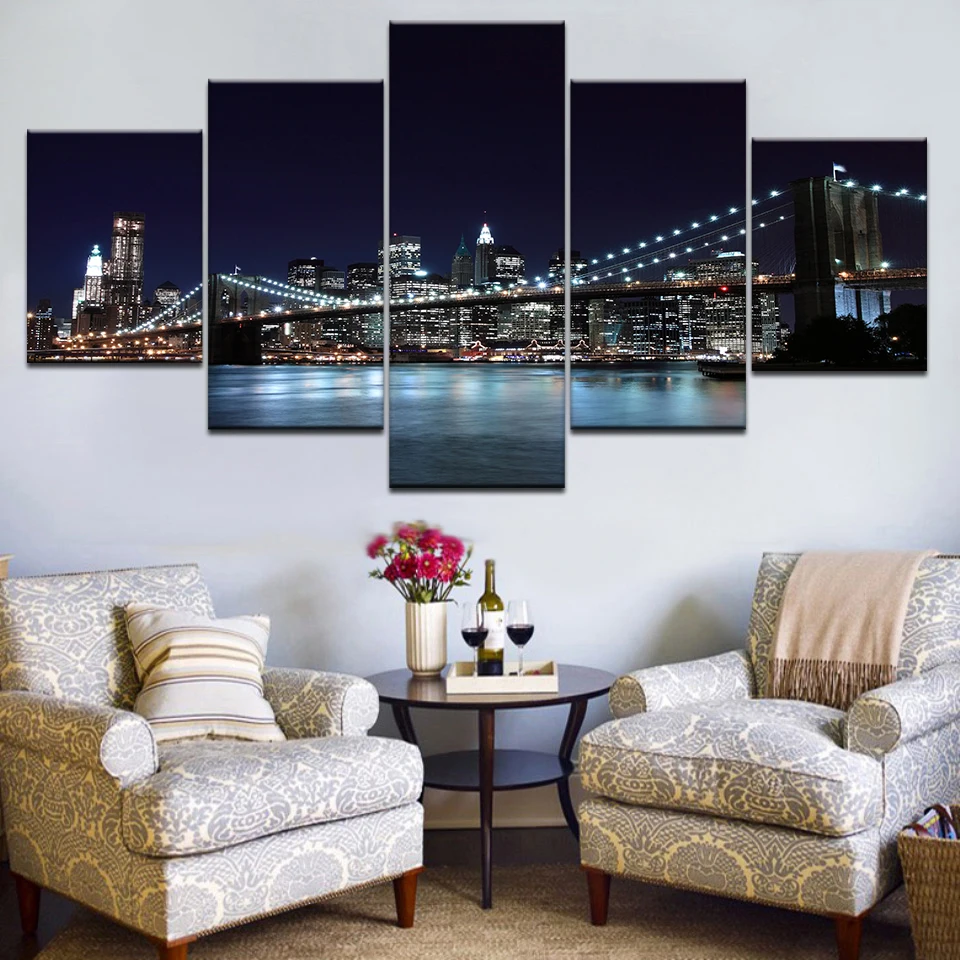 New York City Night Skyline Wall Art Picture Beautiful ...