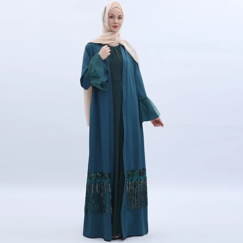 blue cardigan abaya online | abaya for girls | double layered abaya