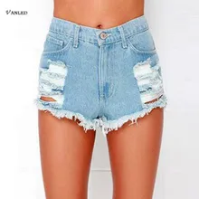 Olome модные женские туфли Шорты Джинсы Mujer Рваные джинсы для Для женщин сексуальное облегающее Street отбеленный, разорванный Стиль летние Z117
