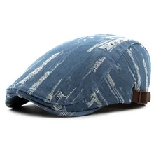Стиль береты Шапки для Для мужчин Для женщин Повседневное Boinas Bone кепки с прямым козырьком деним Gorras Планас плоские шапки регулируемые