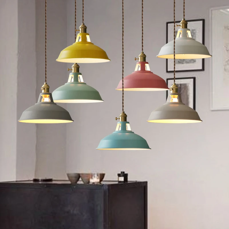 

Modern Nordic 7-Color Alternative Pure Color Bowl Pan Cup Pendant Light Aluminium Lampshade Suspension Luminaire Hanging Lamp