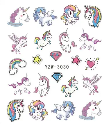 

WUF Nail Sticker Black Flower Water Transfer Decal Unicorn Dream Catcher Design Nail Art Slider Decor