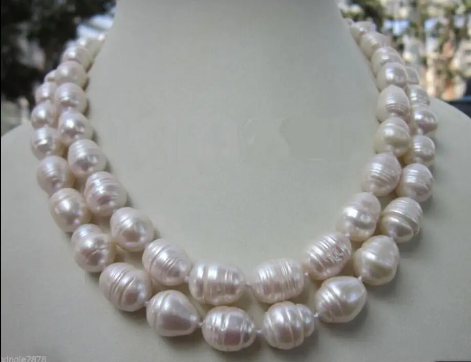 

FREE SHIPPING HOT sell new Style >>>>> 11-12MM WHITE FRESHWATER Cultured BAROQUE PEARL NECKLACE 32 INCH