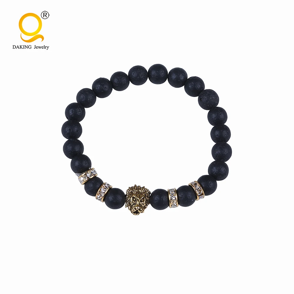 Новейший браслет с бусинами модный из лавового камня & howlite тигром и камнем для