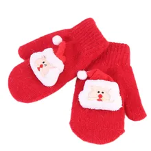 Детские теплые варежки, перчатки, Рождественский Санта-Клаус, для мальчиков и девочек, милый теплый полный палец, мягкая рука, Приятный хлопок, смесь D301130