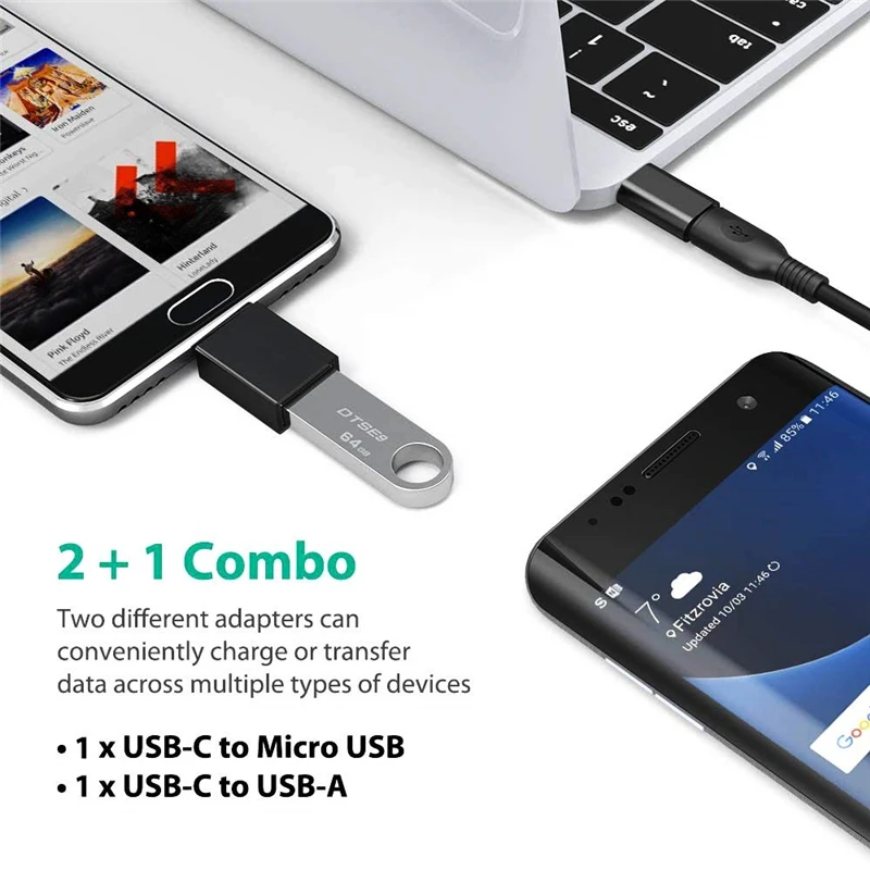 Адаптер 2 в 1 с Type C на USB + разъемы типа Micro для Samsung Galaxy S8 S9 Plus Note 8 Huawei P20 Lite Pro Otg