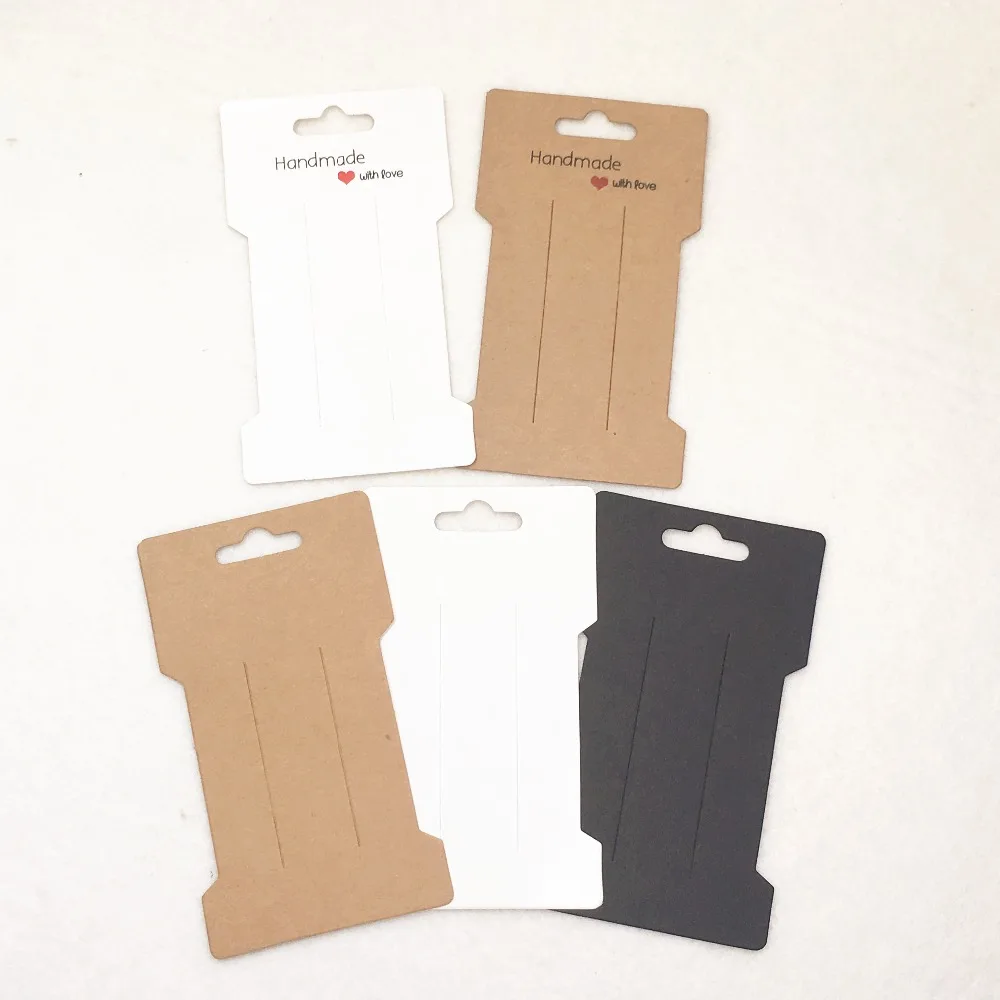 

100 pcs 11.5x6.6cm kraft paper handmade with love Jewelry Packaging Cards Hair Clip Displays Cards