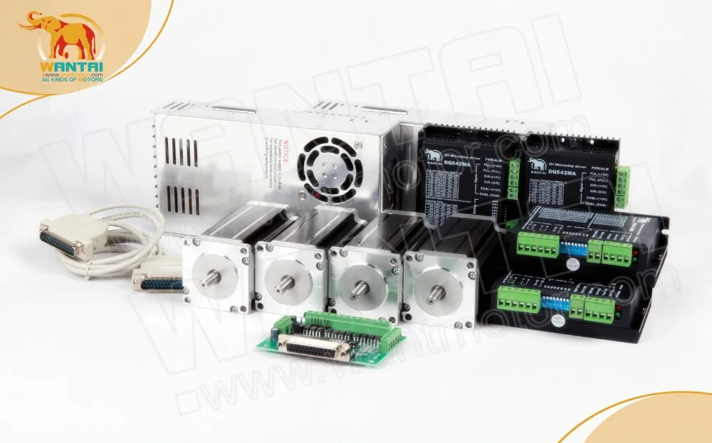 Доставка из США! Wantai 4 оси Nema23 шаговый двигатель 57BYGH115-003B 425oz-in двойной вал + Драйвер