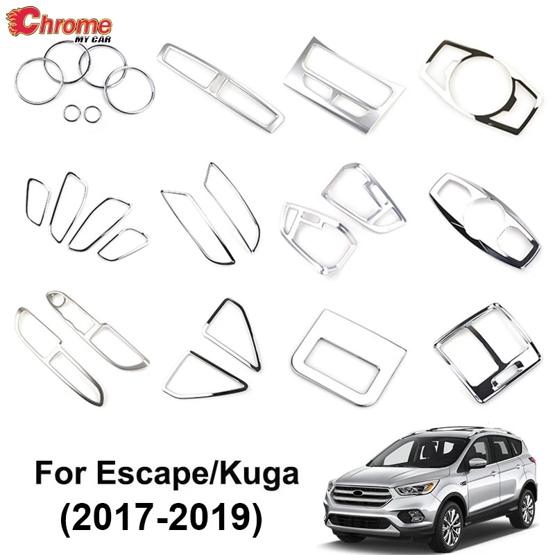 

For Ford Escape Kuga 2017 2018 2019 Chrome Light Switch Panel AC Air Vent Cover Handle Trim Decoration Car Styling Accessories