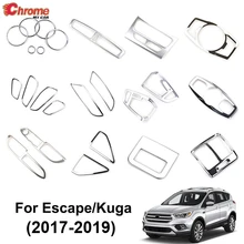Para ford escape kuga 2017 2018 2019 chrome painel interruptor de luz ac ventilação ar capa alça guarnição decoração estilo do carro acessórios