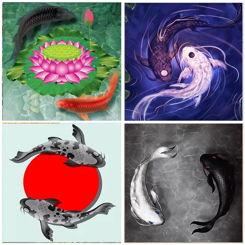 

Yin Yang Fish Photo 5D DIY Diamond Painting kits Full Round Drill 3D Embroidery Animal Home Room Decoration Mosaic Cross Stitch