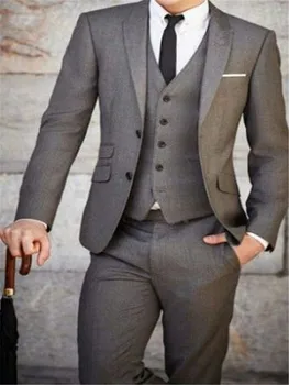 

2019 Custom Made Wedding Suit for Men Slim Fit Groom Business Groomsmen Tuxedos