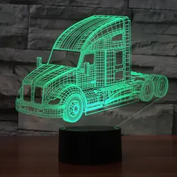 3D светодиодный Грузовик автомобилей ночник 7 цветов Изменение autotruck USB прикроватной тумбочке лампы автомобиля Домашний Декор Светильник