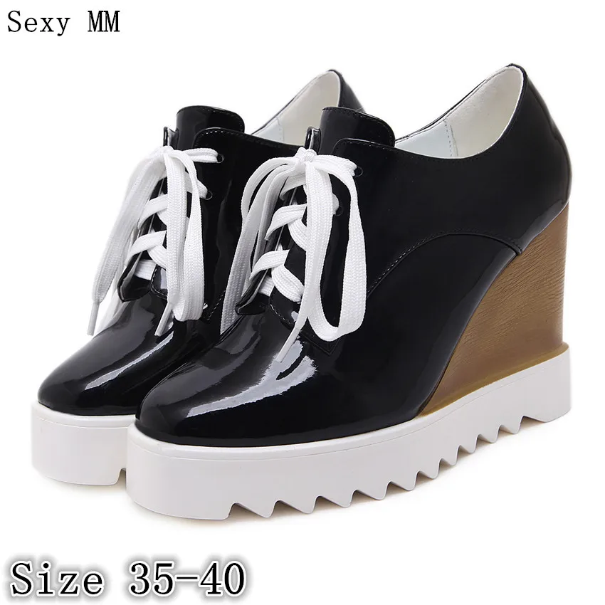 Platform Oxfords Shoes Women Wedges Flats Lace Up Platform Wedge Casual
