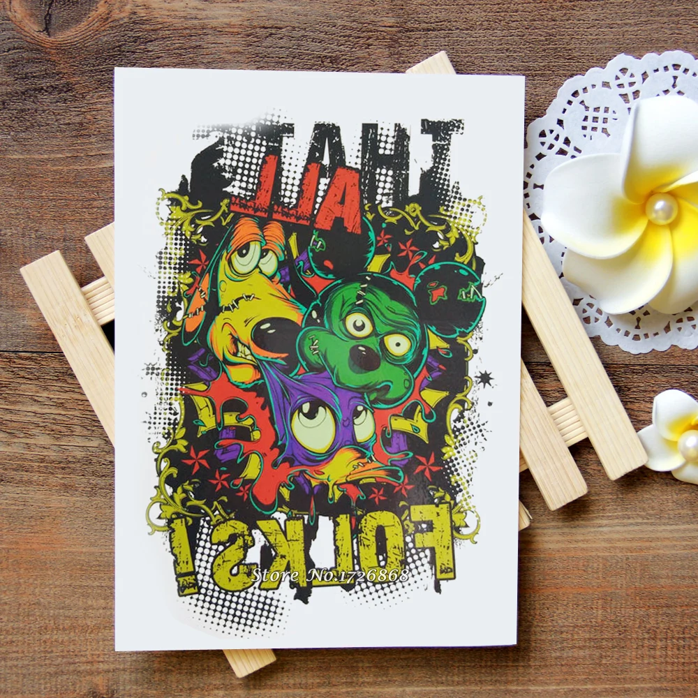 

Waterproof Temporary Tattoo Sticker evil Mickey Mouse tattoo Water Transfer Flash Tattoo fake tattoo for women men kids #420