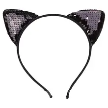 Блестки кошачьи ушки для девочек, ободок для волос, сексуальные кошачьи ушки, Детские аксессуары для волос для женщин, вечерние мультяшная повязка на голову, черный цвет
