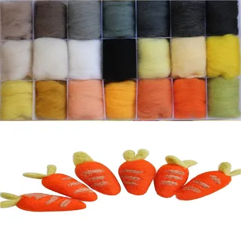

7Pcs Mixed Color Wool Roving Fibre DIY Craft Felt Animals Flowers Elf Needle Felting Kit Needlework Roving Spinning Needle Felt
