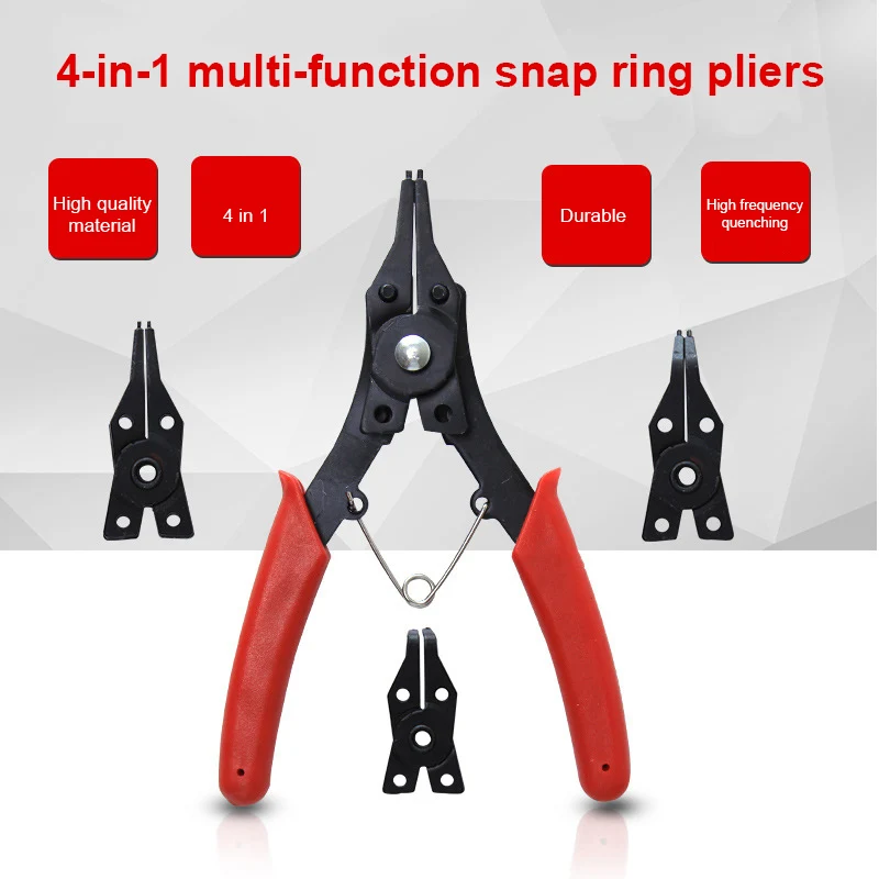 

4 in 1 Snap Ring Pliers Set Circlip Clamp Internal External High Carbon Steel Clamp Heads GHS99