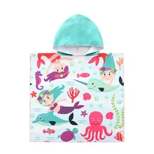 Детское банное полотенце с капюшоном, пончо для детей, Детский банный халат, быстросохнущее профессиональное Спортивное пляжное полотенце