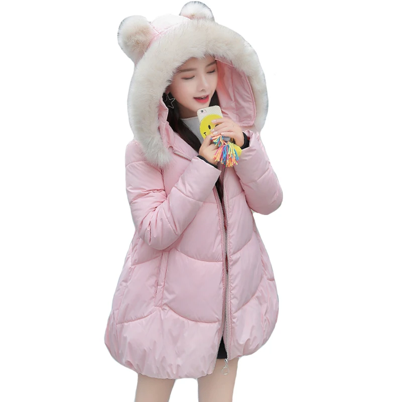 Женская длинная куртка с капюшоном милая стеганая парка верхняя одежда для зимы