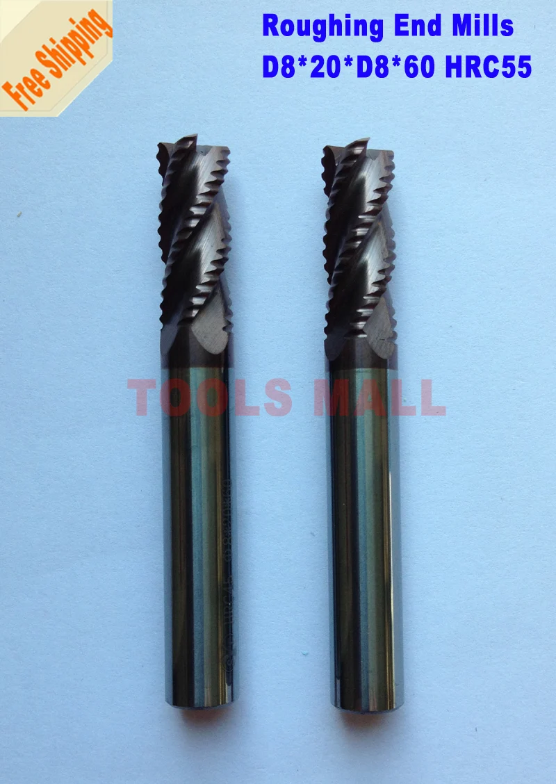 

Free Shipping-3pcs of 8mm Roughing End Mills 3 flutes HRC55 Milling cutters CNC EndMill Tools Carbide router bits milling bits