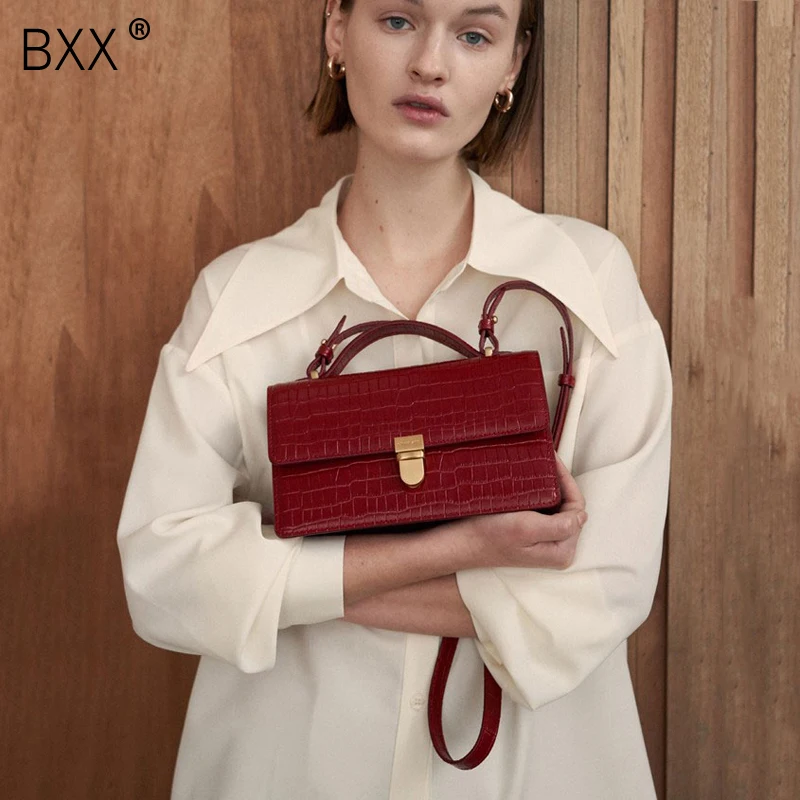

[BXX] Women's Single Shoulder Crossbody Bag All-match Flap 2019 Fashion Designer Tide Package Crocodile Pattern Handbag HG202