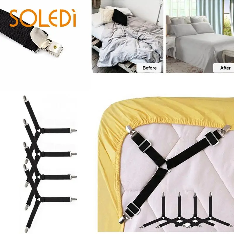 Soledi 4pcs Set Adjustable Mattress Cushion Bed Sheet Straps Holder
