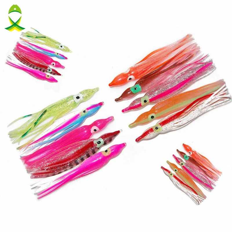 JSM 50pcs 10cm Soft Plastic Octopus Fishing Lures For Jigs Mixed Color