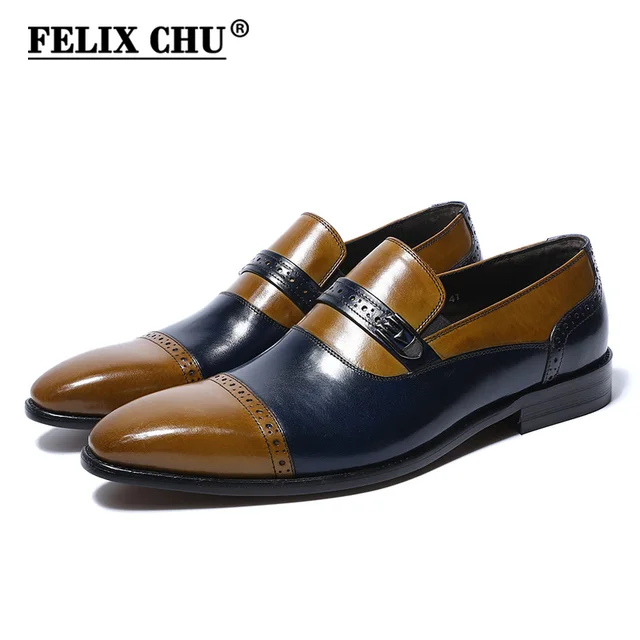 Felix Chu 2018 Luxury Fashion Genuine Leather Men Slip On Dress Felix Chu 2018 Luxury Fashion Genuine Leather Men Slip On Dress Shoes Wedding Party Office Blue