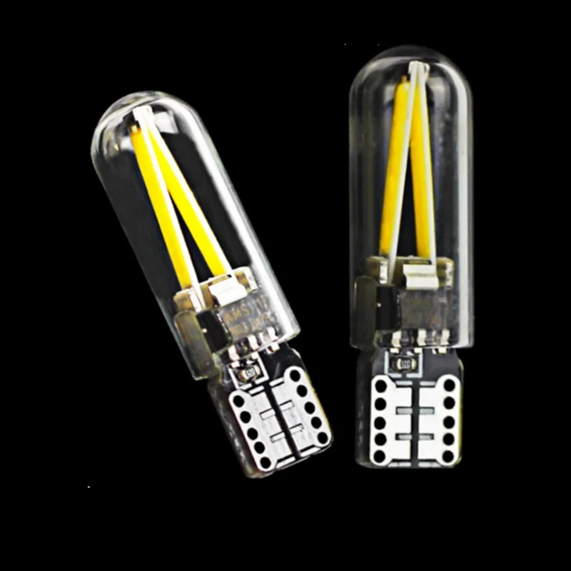 

10pcs T10 2825 WY5W W5W Filament Lights COB LED Glass Shell Wedge Auto Parking Bulb CANBUS NO ERROR Car Reading Dome Lamp DC 12V
