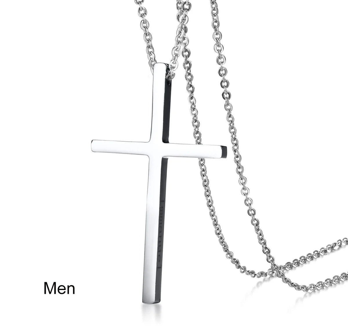 Vnox ожерелье с крестом для мужчин и женщин из нержавеющей стали с гравировкой Иммануила, серебряное ожерелье с подвеской, ювелирное изделие с надписью «Love Promise» - Окраска металла: men necklace