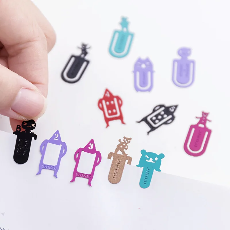 

5 pcs/set new Cartoon metal bookmarks mark shape paper clip material escolar bookmarks for books stationery school supplies