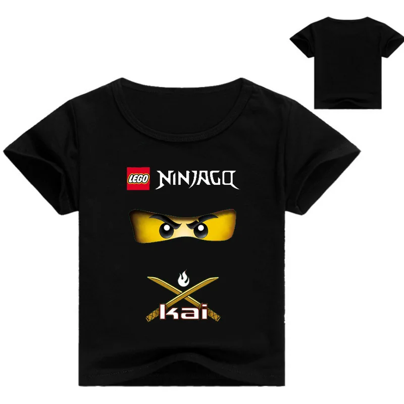 Летние футболки для мальчиков детская одежда Ниндзя Одежда Ninjago с мультяшным принтом для девочек короткий рукав Футболка для детей ясельного возраста детская одежда топ, футболка - Цвет: Black TNO7197