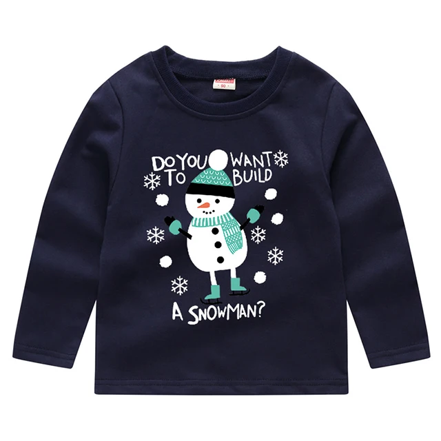 New Baby Girls Christmas Sweatshirts Autumn Winter Children Sweatshirts Long Sleeves Sweatshirts T-shirt Kids Clothes - Цвет: Navy