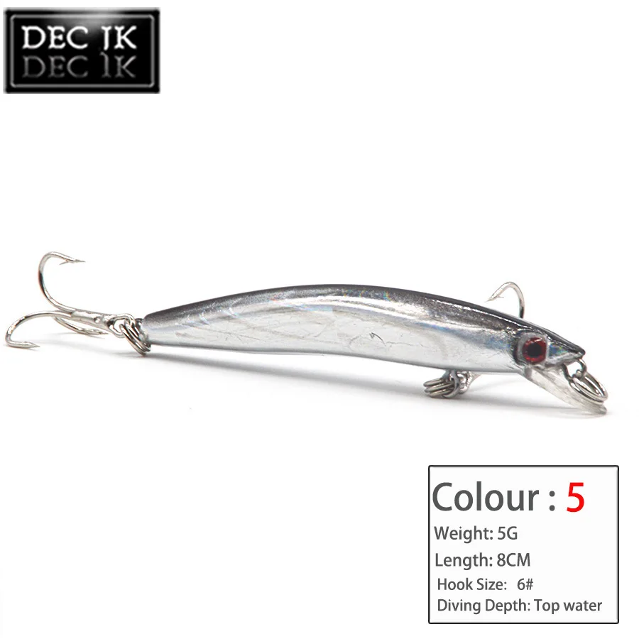 5PC Floating Plastic Hard Minnow Fishing Lure Artificial Fake Bait Swimbait Trolling Crankbaits Wobblers Saltwater Lures Tackle (14)