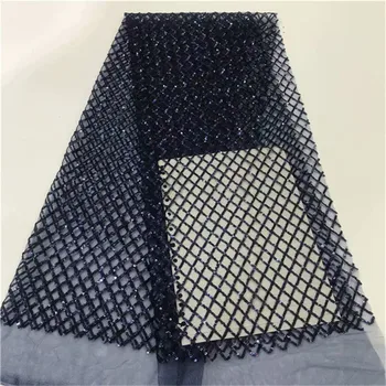 

African lace fabrics French sequins mesh lace high-quality African sequins lace fabrics for 2018 French sequins fabrics-YF11