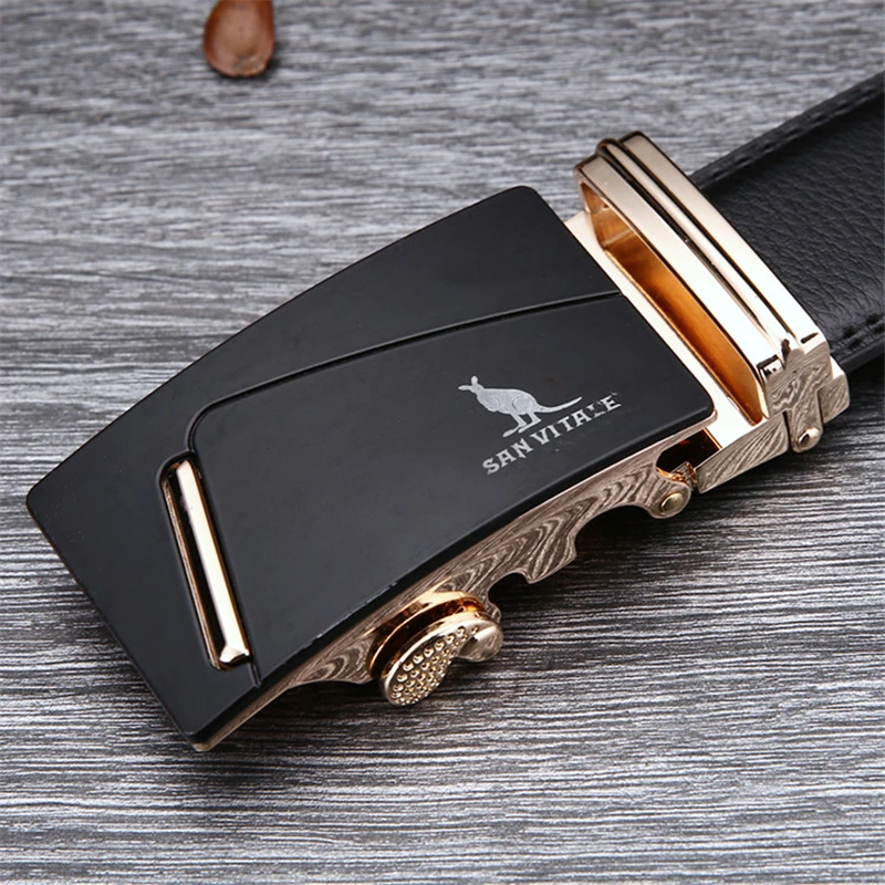 Famous Brand Belt Men Good Quality Cowskin Genuine Luxury Leather Men's Belts for Men,Strap Male Metal Automatic Buckle - Цвет: SV 1429G