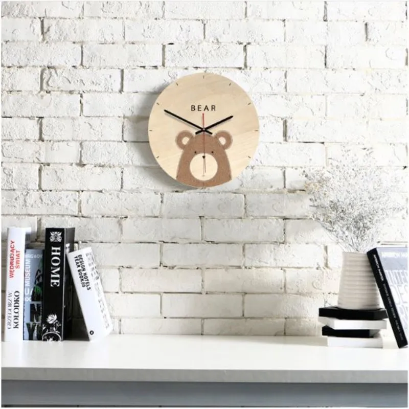 Современный дизайн декоративные настенные часы DIY Европейский мультфильм деревянные настенные часы 3D настенные часы для детской комнаты гостиной лиса/кролик