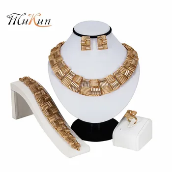 

MUKUN 2019 New High Fashion Dubai Jewelry Set Gold Color Nigerian Wedding African Beads Jewelry Sets Parure Bijoux Femme gifts