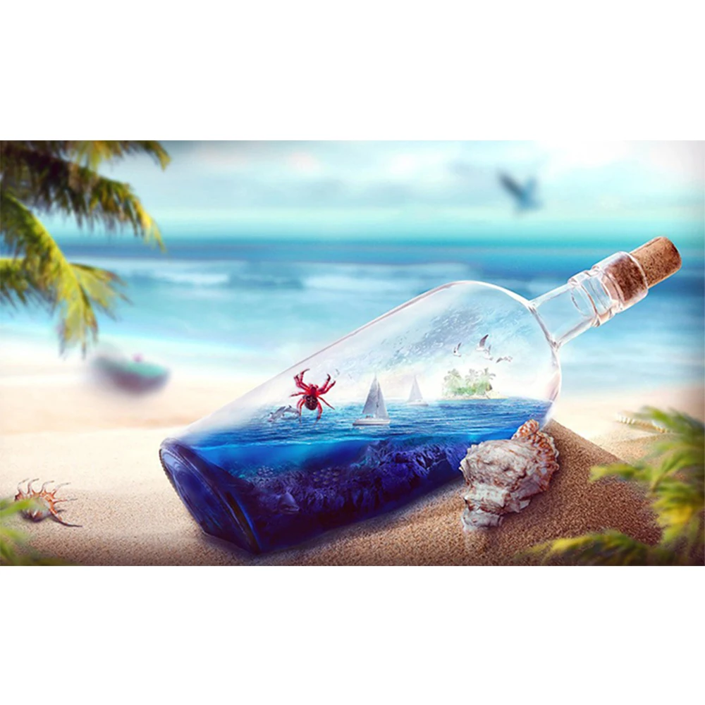 

LI LOYE Newest 5D DIY Diamond Painting Drift bottle of the world For Needlework Mosaic Embroidery Resin Craft Home Decor RT403