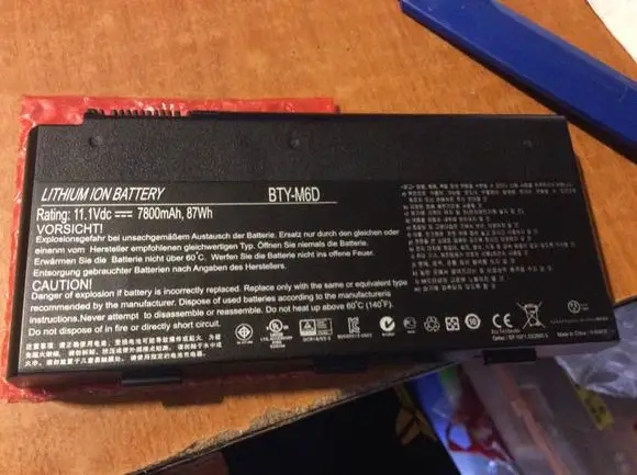 

7800mAh Original Laptop Battery BTY-M6D for MSI GT60 GT70 GX780R GX680 GX780 GT780R GT660R GT663R GX660 GT680R GT783R 87WH 9CELL