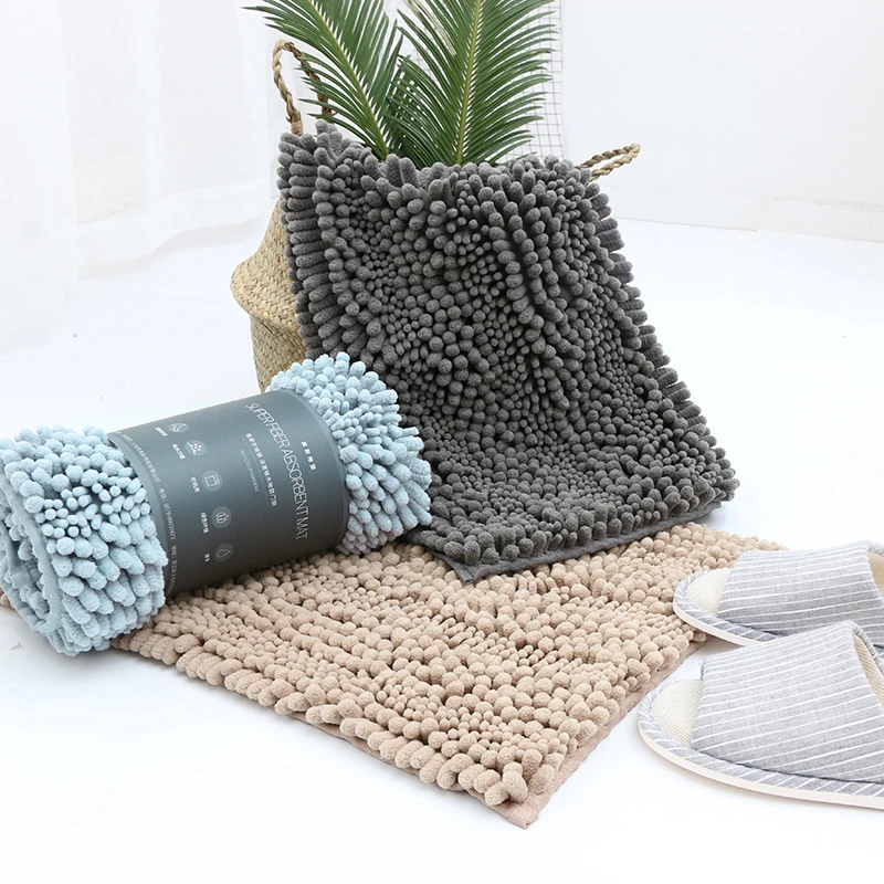 cheap Rectangle Chenille Mattress Chenille Rug Fluffy Anti Skid Decoration Floor Chenille Carpet for Water Uptake Drop Shipping