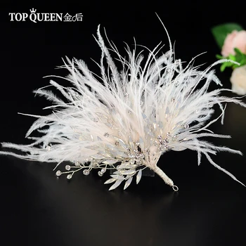 

TOPQUEEN Feather Rhinestone Hair Clip Princess Hair Jewelry Wedding Hair Accessories Fancy Hair Clip Bridal Headpieces HP209